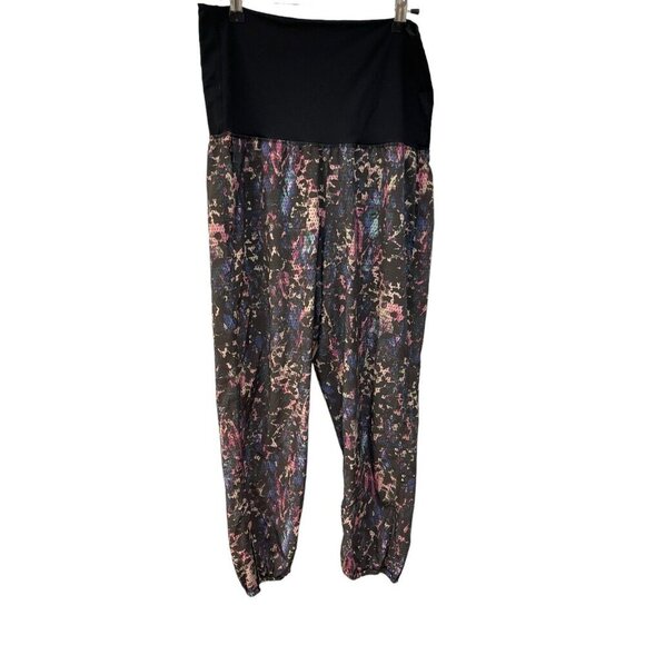 Lululemon Om Pant Crop Floral Sport Black Multicolor Black Jogger Yoga Active 8 - Picture 2 of 6